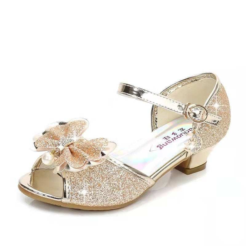 Girls’ Glitter Bow Heeled Sandals