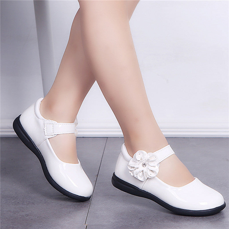 Kids' Purple Rhinestone Leather School Shoes for Girls