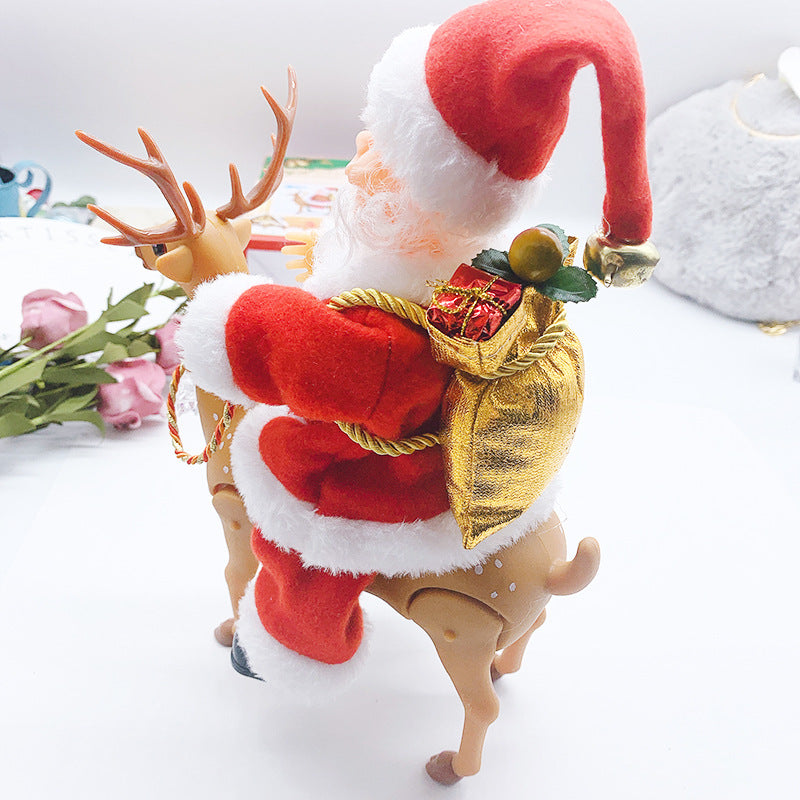 Electric Santa Riding Reindeer Figure – Christmas Decoration