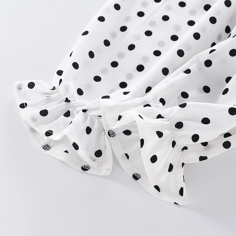 Summer Baby Girls Polka Dot Chiffon Clothing Set