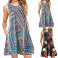 Women's Sleeveless Casual Back Zip T-Shirt Dress