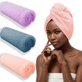 YHPDYL Microfibre Hair Towel Wrap – 3 Pack Anti-Frizz Large Hair Turban with Button for All Hair Types