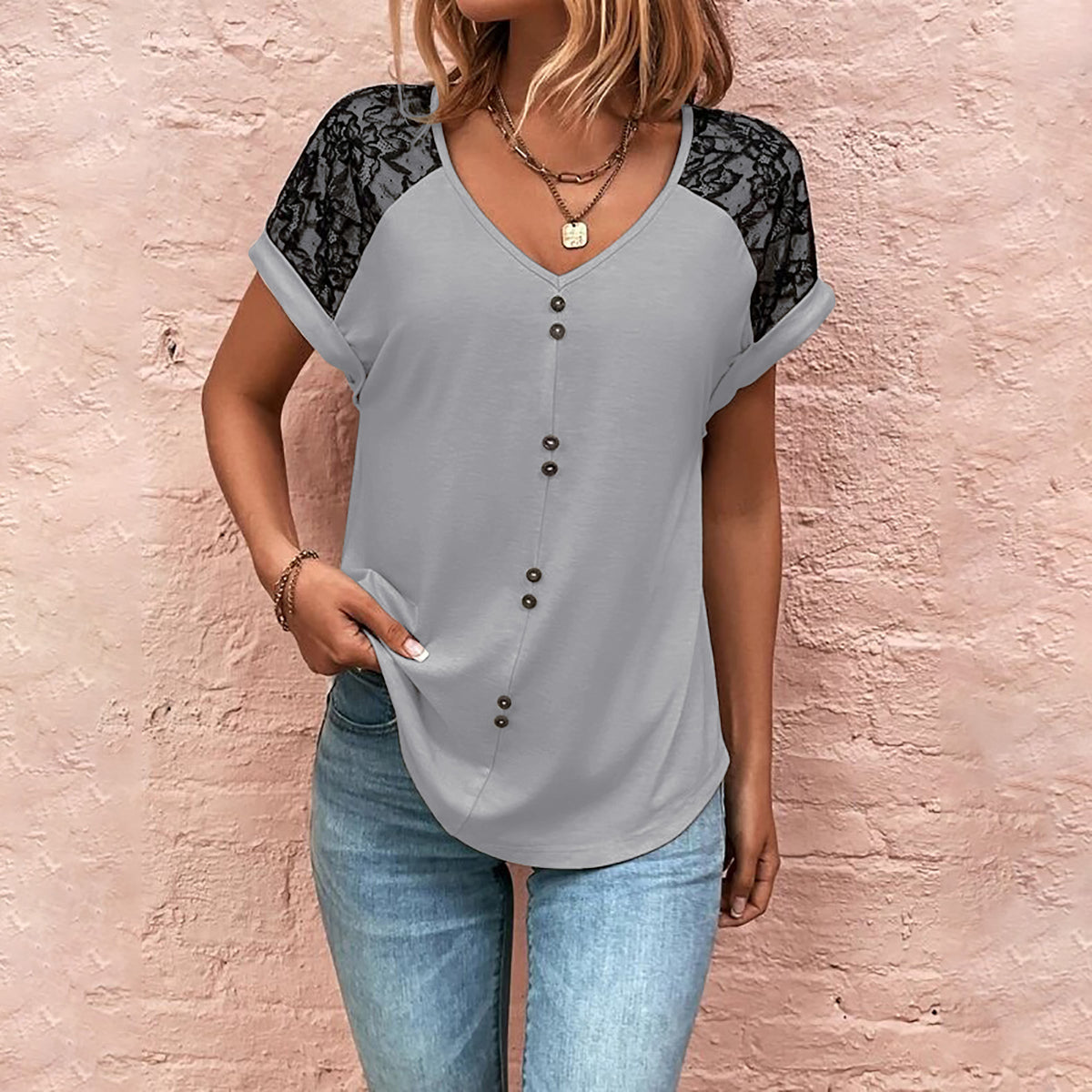 Women's Lace V-Neck Top