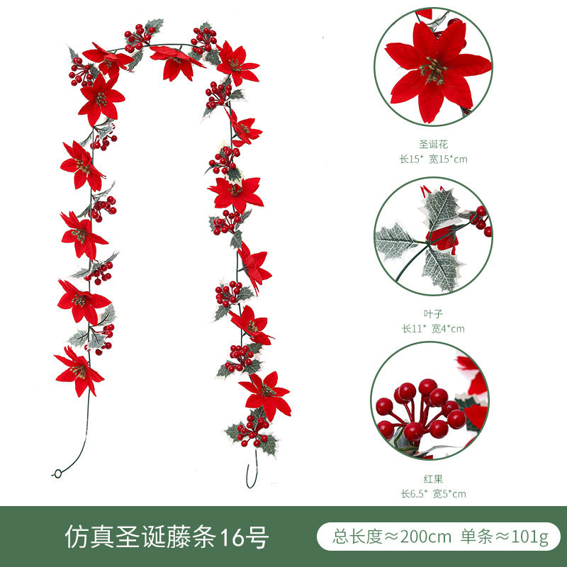 Christmas Berry Vine Garland – Artificial Red Berry Wall Decor