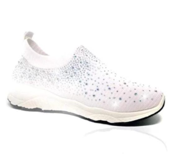 Rhinestone Sock-Style Flat Shoes for Women