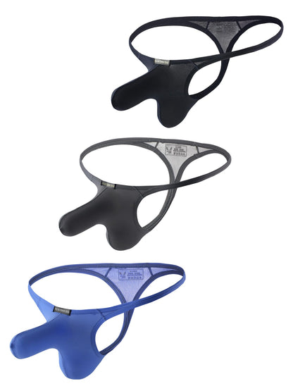 Men's Thong Underwear 3-Pack | Low Rise G-String with Bulge Pouch