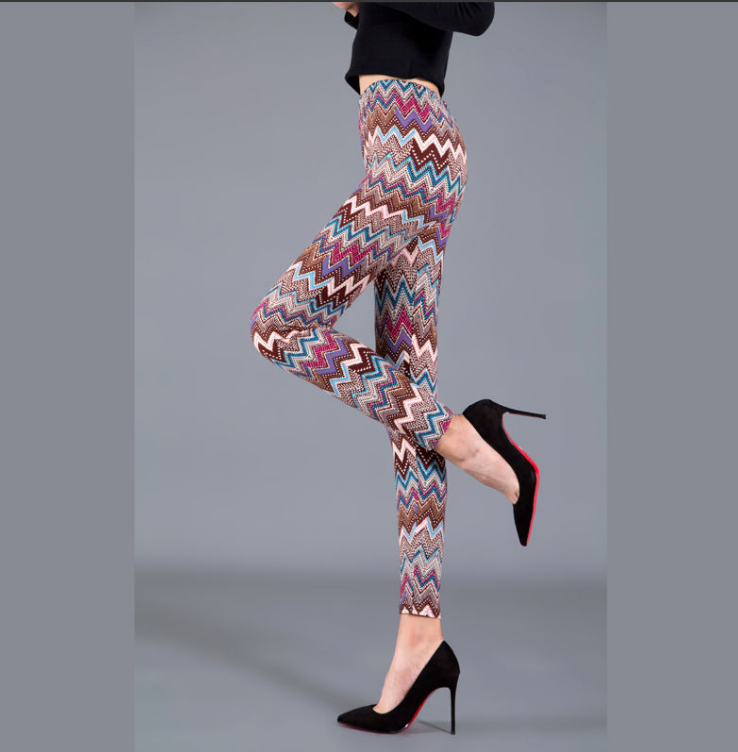 Women's Printed Stretch Leggings, One Size