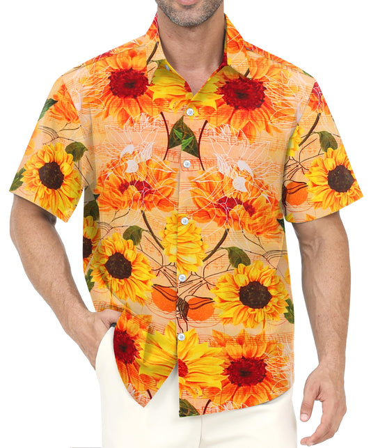 Men's Floral Hawaiian Button-Down Shirt – Casual Short Sleeve