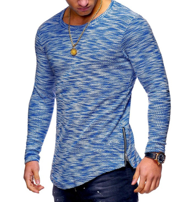 T-shirt rayé à manches longues avec fermeture éclair