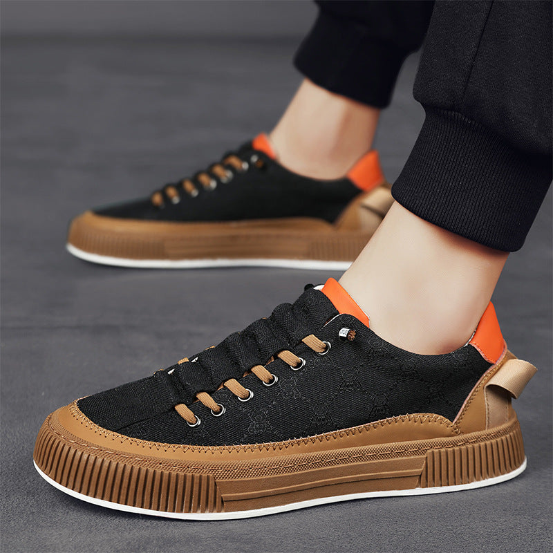 Men’s Patterned Canvas Lace-Up Trainers