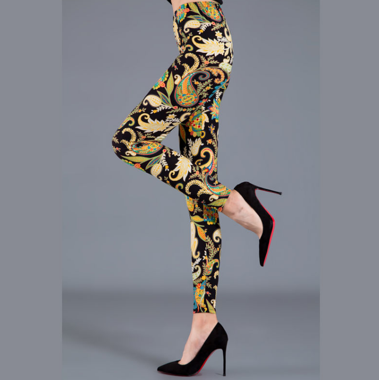 Women's Printed Stretch Leggings, One Size