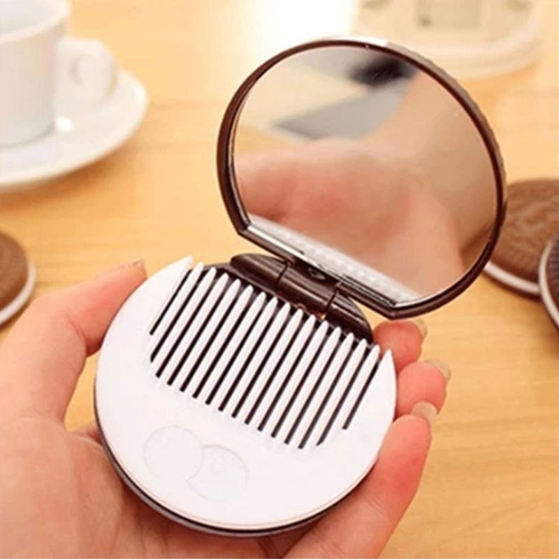Novelty Chocolate Biscuit Folding Makeup Mirror – Portable Compact Mirror