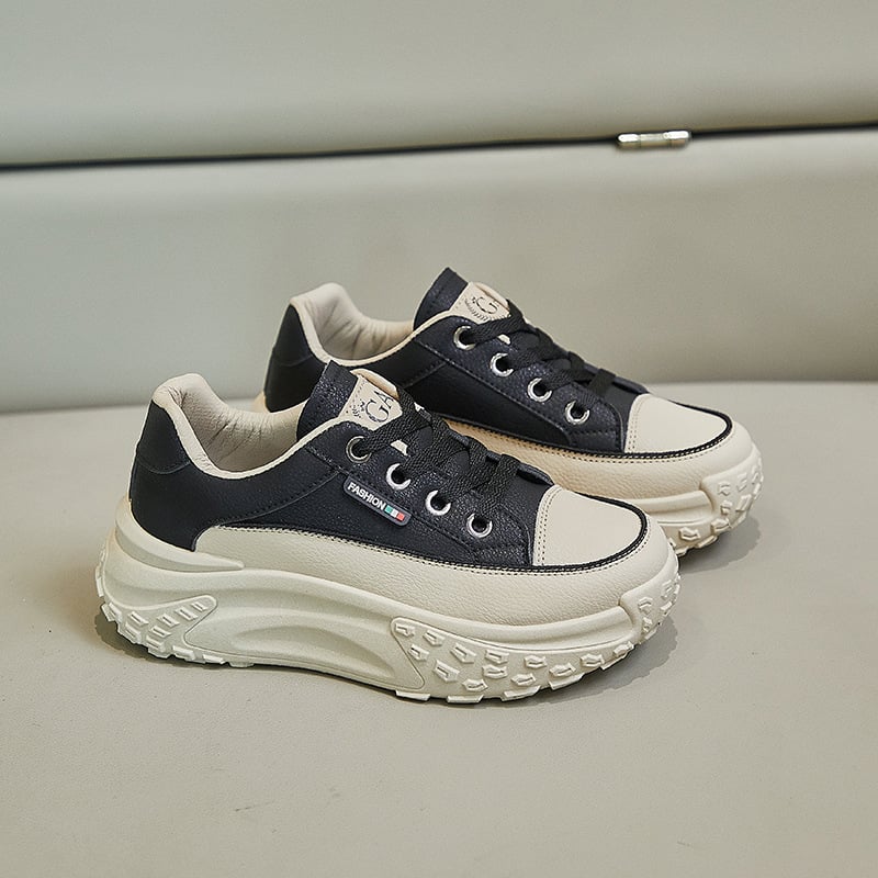 Women's Platform Casual Trainers – Board Shoes, Beige, Black, Khaki & Wine Red, EU 35–40