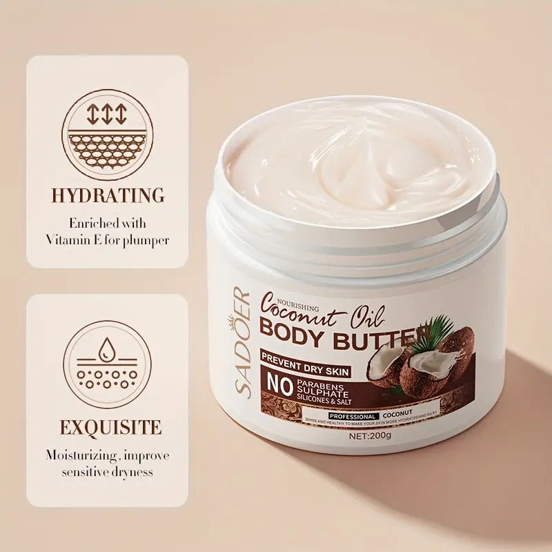 Coconut Body Butter for Dry Skin – Deep Moisturising Cream (200g)