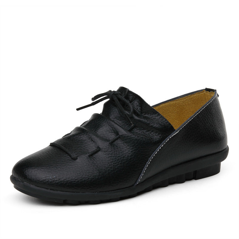 Damen Herbst Freizeit Lederschuhe – Flache Schuhe mit weicher Sohle für jeden Tag
