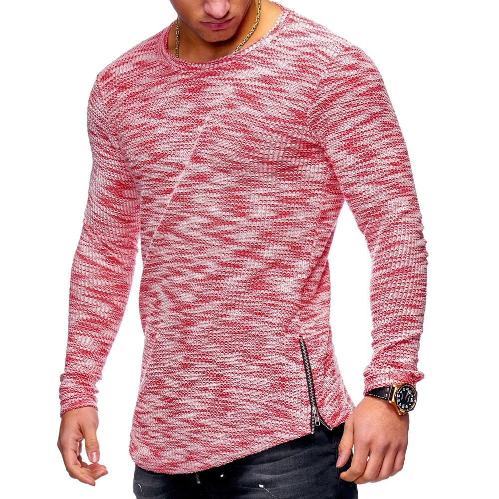 T-shirt rayé à manches longues avec fermeture éclair
