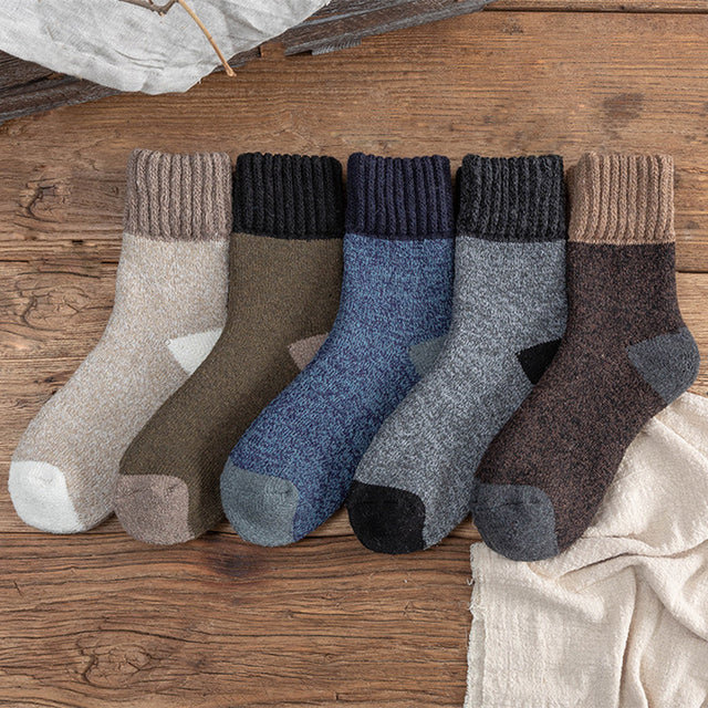 Men's Thick Wool Winter Socks – 5 Pairs