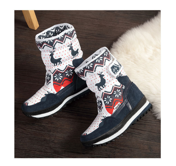 Kids' Blue Strap-Fastening Snow Boots