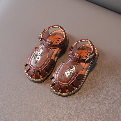 Girls Embroidered Summer Sandals – Soft Bottom Baby Shoes