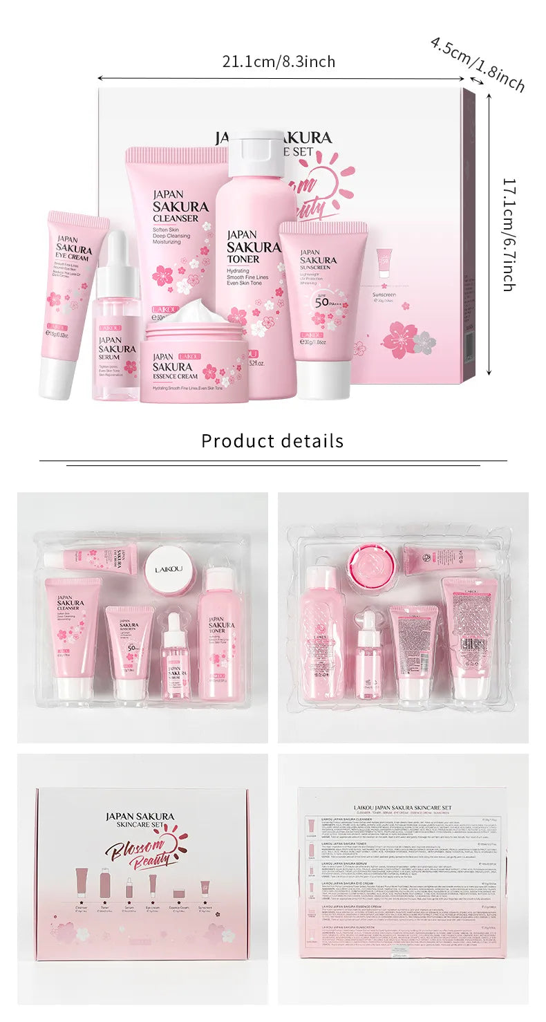 Japanische Kirschblüten Hautpflege-Geschenkset – Aufhellende & Feuchtigkeitsspendende Routine