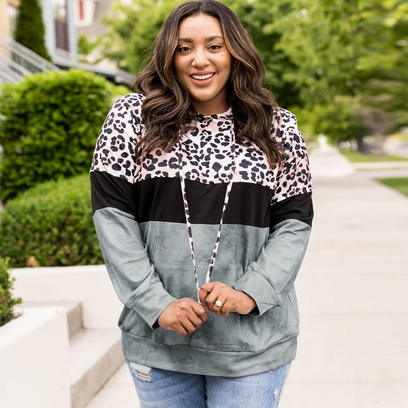 Women's Leopard Print Hooded Sweater