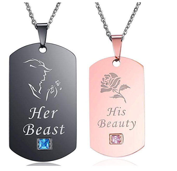 Titanium Steel Crown Couple Necklace