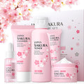 Koreanisches Kirschblüten-Geschenkset – 5-teilig: Reiniger, Serum, Creme, Toner & Augencreme