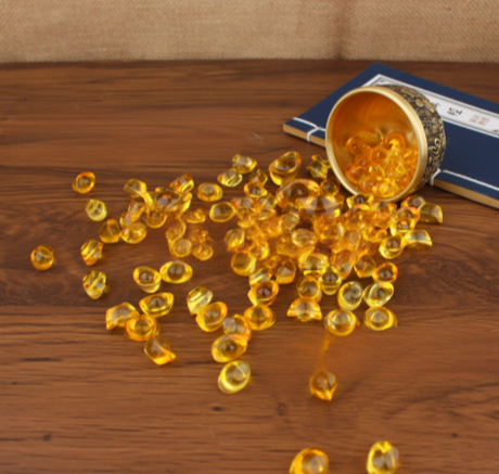 Décoration en cristal de lingot de verre jaune pour table de salon
