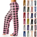 Women's Buffalo Plaid Wide Leg Lounge Pants – Y2K Baggy Jogger Sweatpants in Pink (Small)