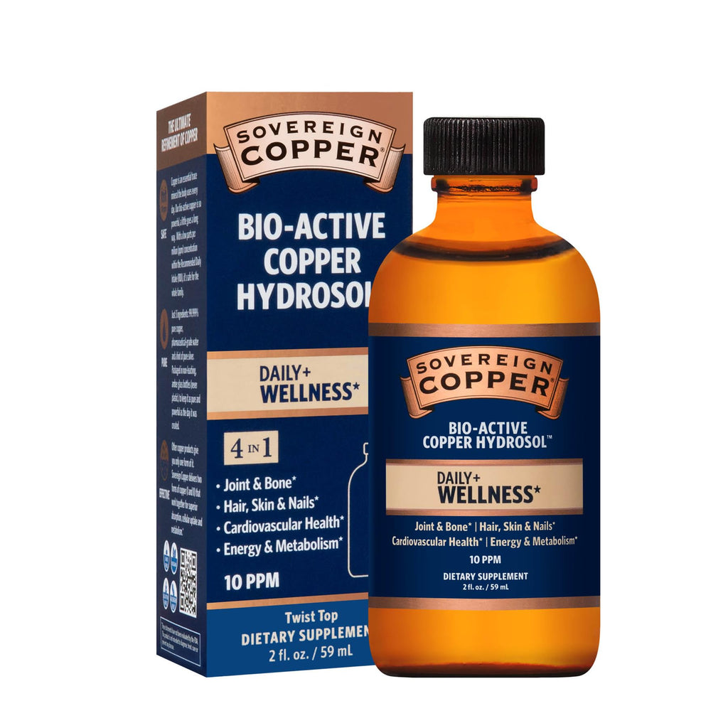 Sovereign Copper Bio-Active Copper Hydrosol Daily+ – 4-in-1 Wellness Supplement 2oz