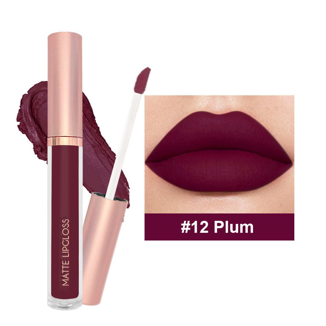12-Shade Matte Nude Lip Gloss Set – Long-Lasting & Velvet Finish