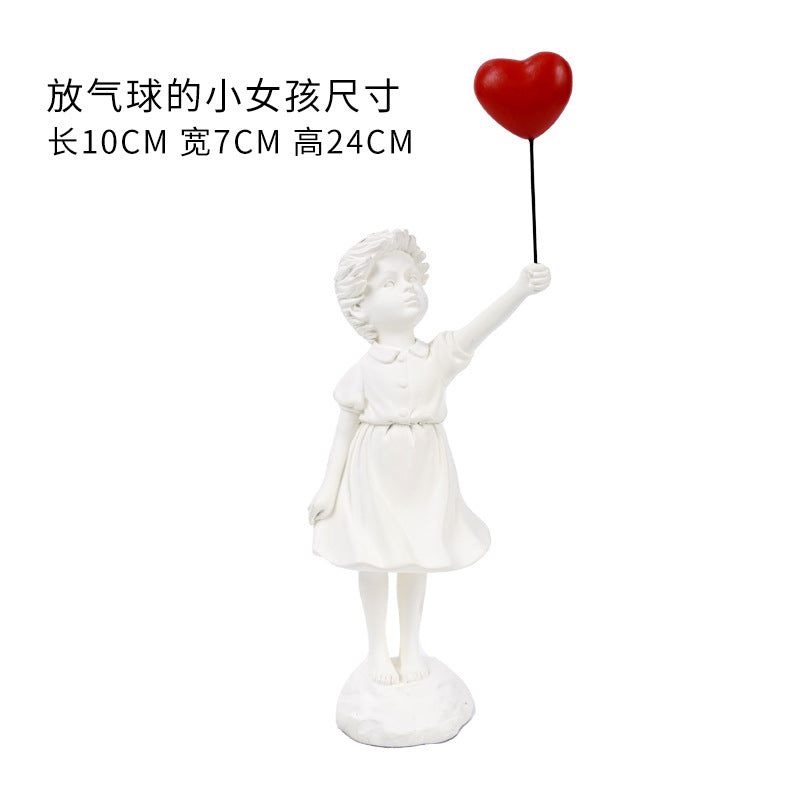 Balloon Girl Resin Sculpture – Street Art Home & Office Decor