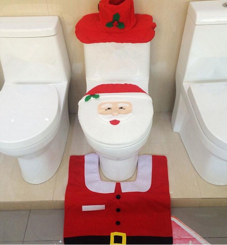 Christmas Bathroom Set – Shower Curtain, Toilet Cover & Bath Mat