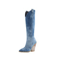Snake Print High Heel Rider Boots for Women