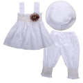 Mädchen Sommer weißes 3-teiliges Baumwollset | Culottes Outfit | 70–100cm