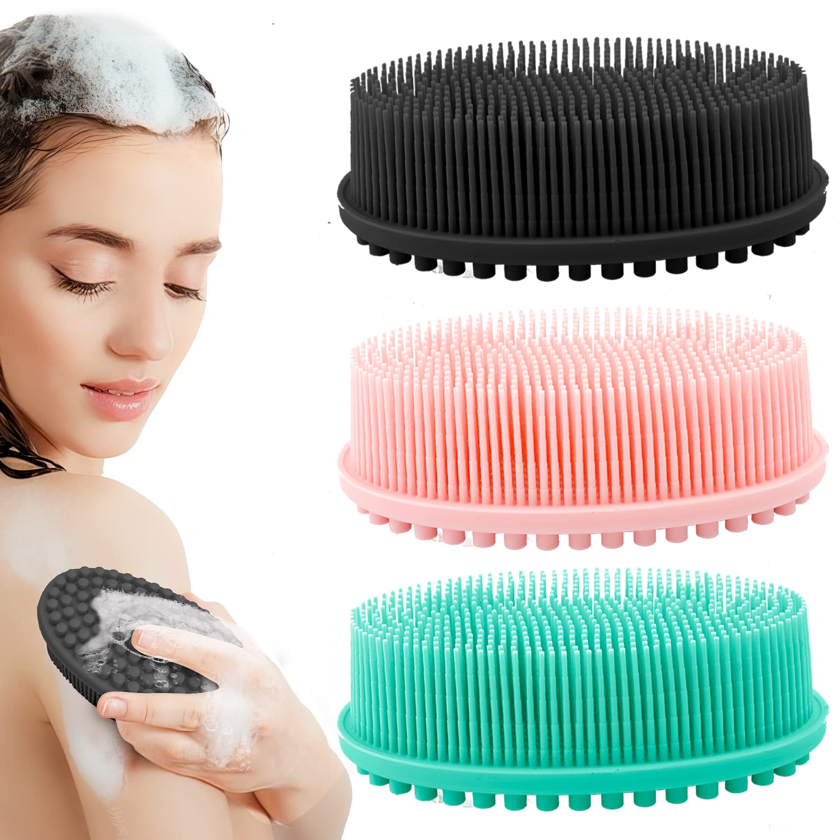 Silikon-Körperbürsten-Set – 3 Stück, 2-in-1 Luffa & Shampoo-Bürste für Männer & Frauen