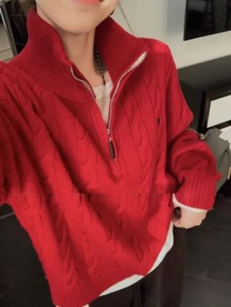 Cashmere Twist-Knit Sweater, Long Sleeve