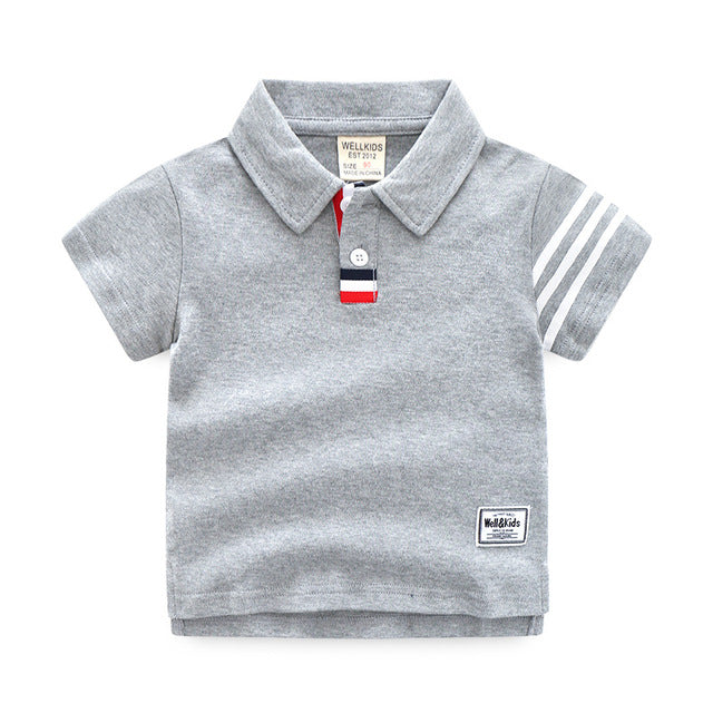 Jungen Polo-Shirt aus Baumwolle – Atmungsaktives Kinder-T-Shirt in Marineblau & Grau | Größen 2T–6T