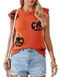 Allifewithu Women's Pumpkin Knit Halloween Sweater Vest