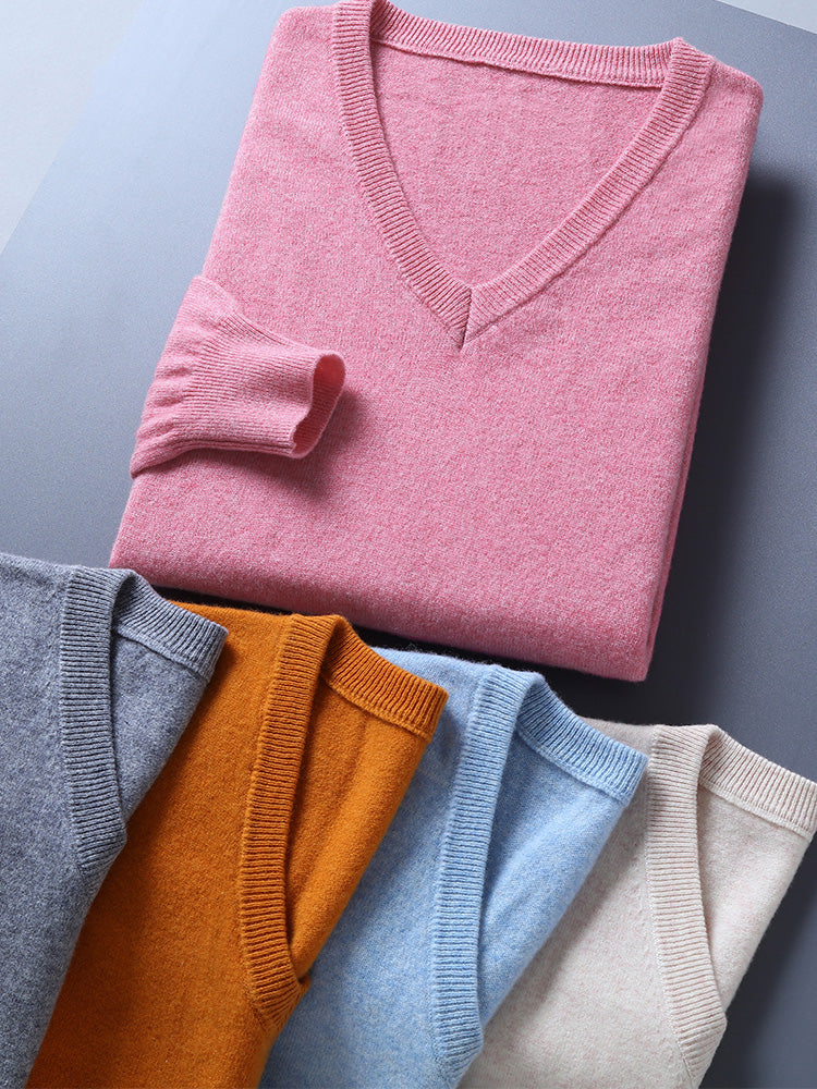 Men's Cashmere-Blend V-Neck Sweater