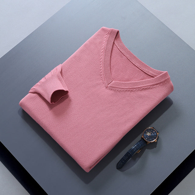 Men's Cashmere-Blend V-Neck Sweater