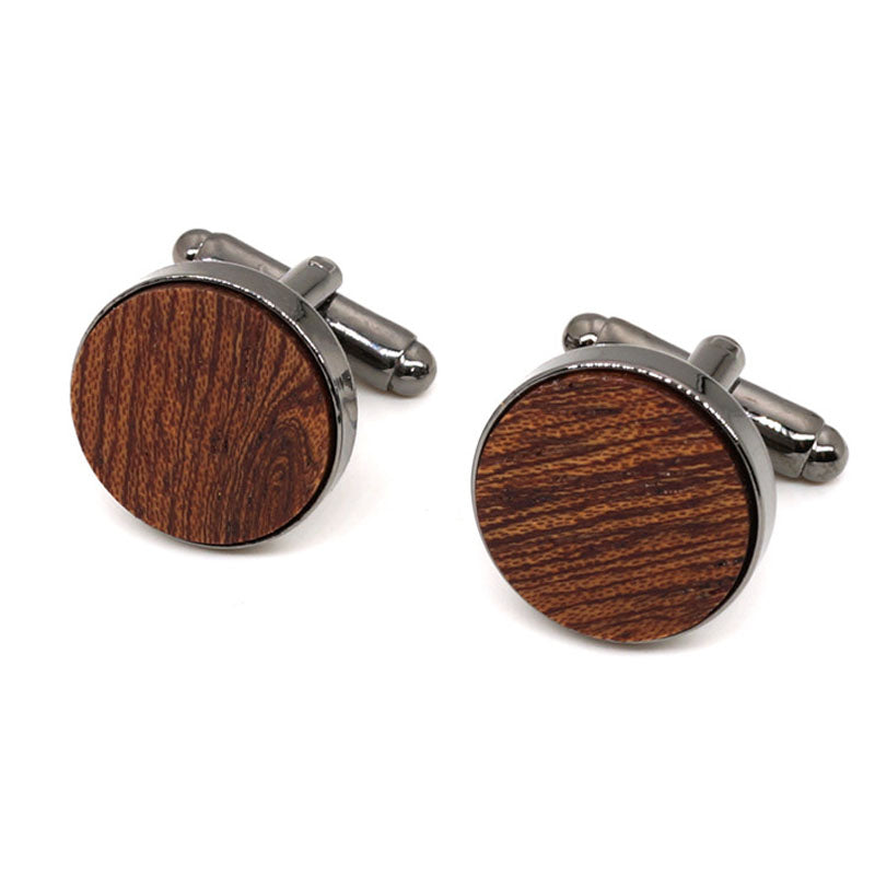 Wooden Cufflinks for Men – Geometric Natural Wood Shirt Cufflinks in Brown
