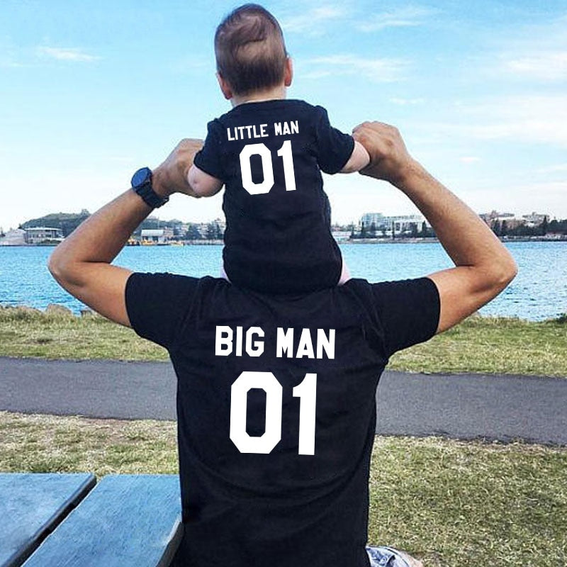 Vater & Sohn Partnerlook T-Shirts aus Baumwolle – Schwarz & Weiß | S–XXL