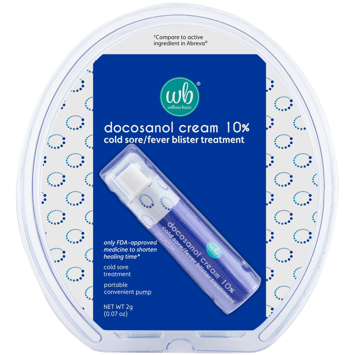 Wellness Basics Cold Sore & Fever Blister Treatment – Docosanol 10% Cream, 0.07oz Pump