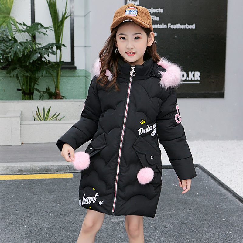 Girls' Hooded Padded Winter Jacket