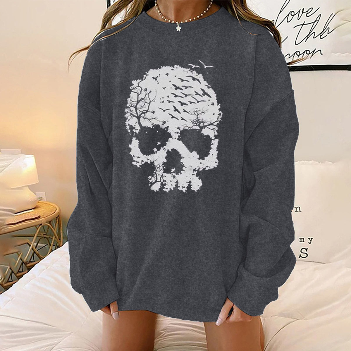 Halloween Print Loose-Fit Long-Sleeve Sweater