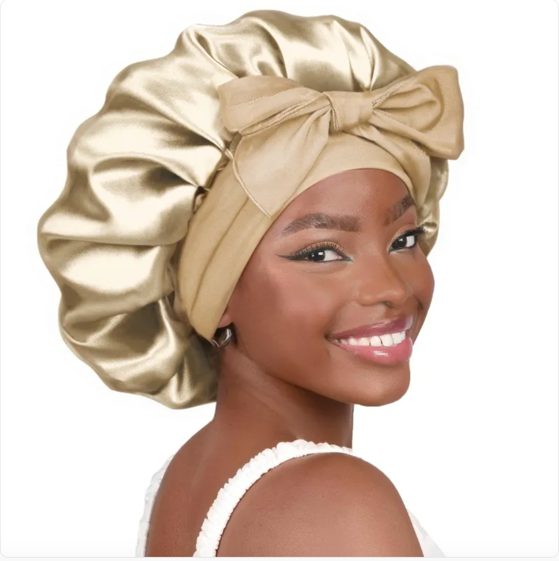 Double-Layer Bow Wide-Brimmed Hair Care Hat – Shower Cap & Hair Wrap for Women
