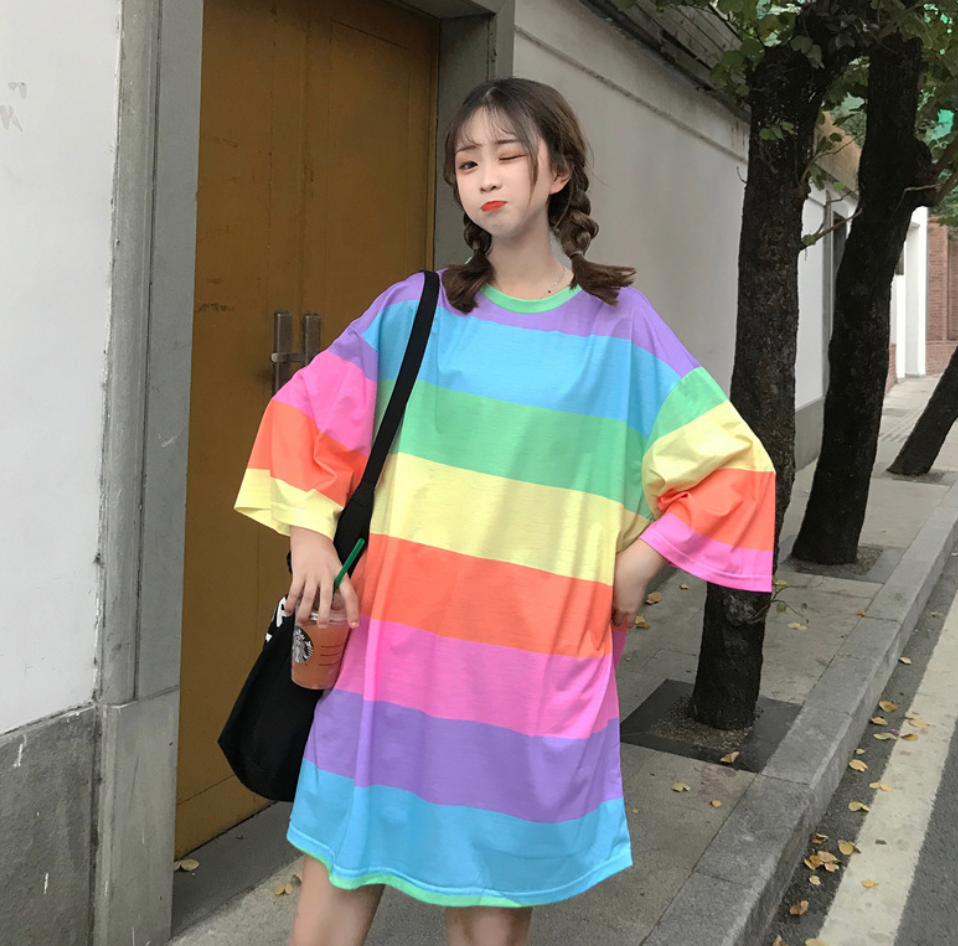 Rainbow Striped Short Sleeve T-Shirt