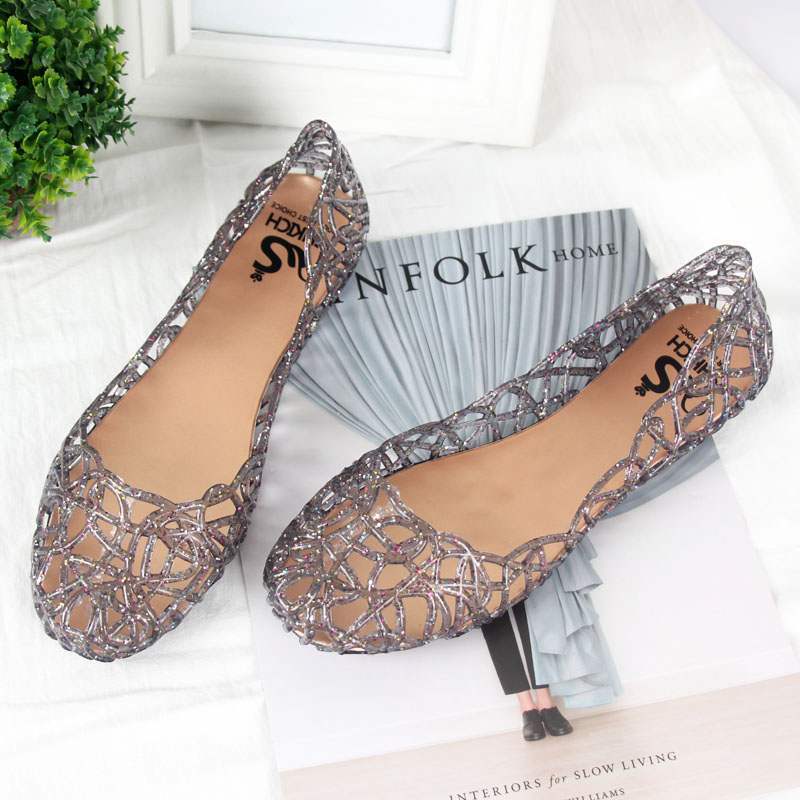 Crystal Jelly Hollow Mesh Sandals