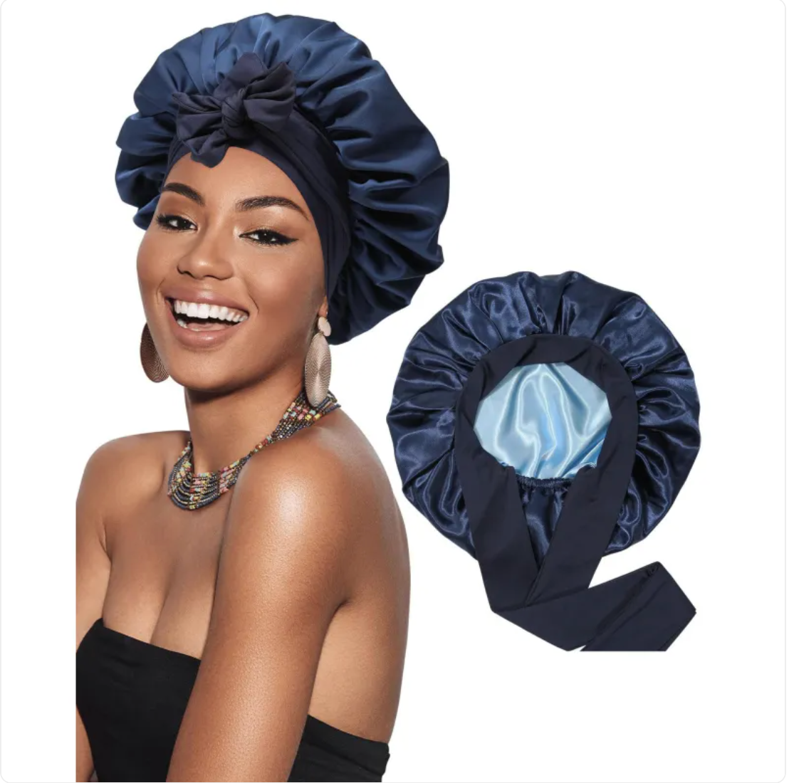 Double-Layer Bow Wide-Brimmed Hair Care Hat – Shower Cap & Hair Wrap for Women